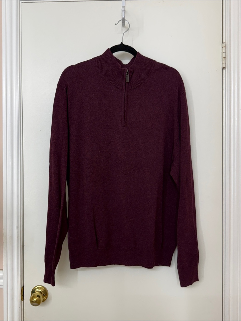 Jos A Bank Traveler Mens XXL Burgundy 100% Pima Cotton 1/4 Zip Pullover Sweater